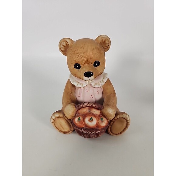 HOMCO CERAMIC BEAR BOY w/HONEY POT & GIRL w/APPLE BASKET FIGURINES #1405 - Picture 5 of 15